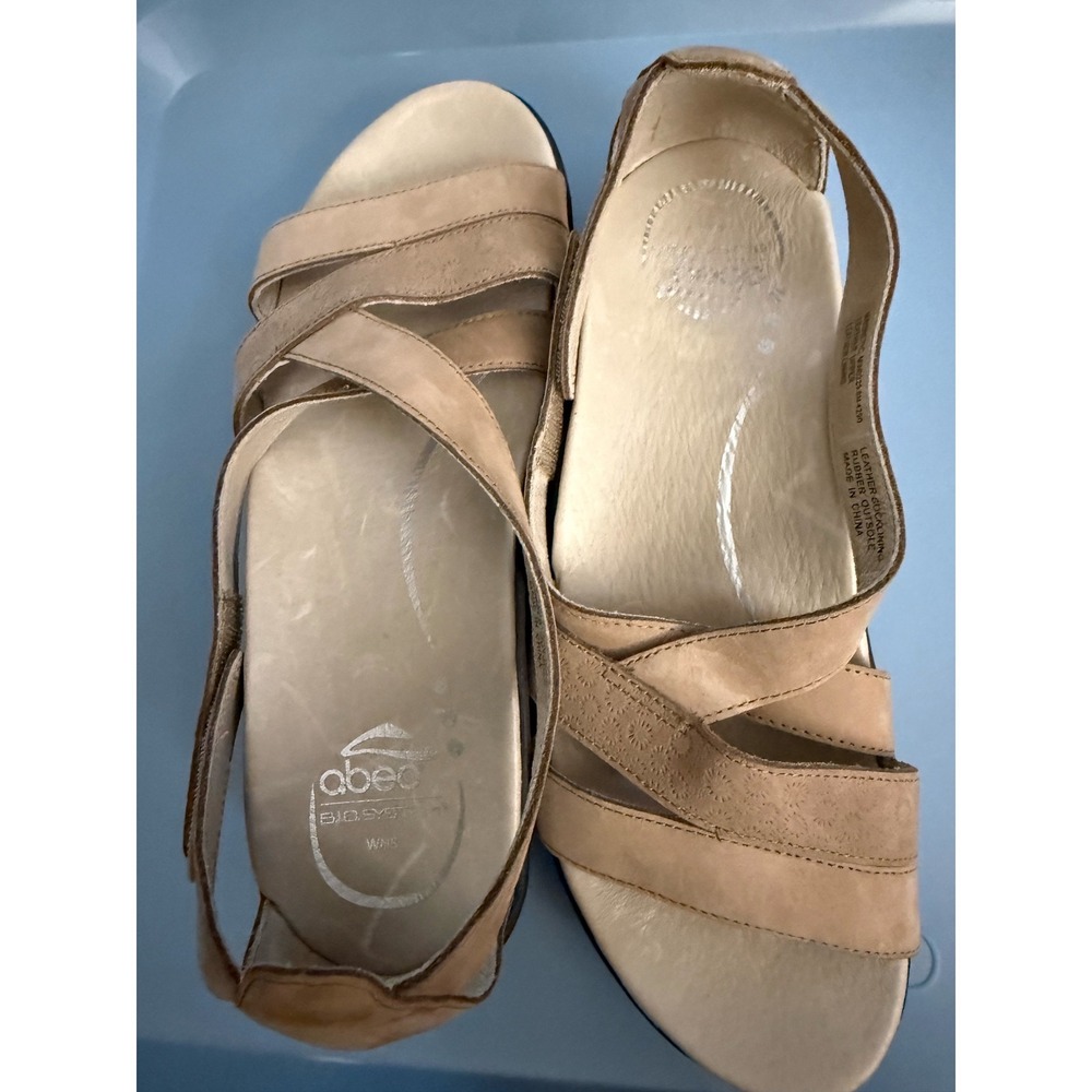 Abeo BIOSystem Magnetic Tan Leather Strappy Sandals Womens 8N MW0229 Orthotic - Picture 2 of 10